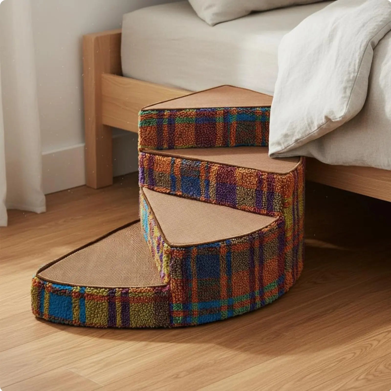 Gebogene Haustiertreppe – Leichte Schaumstoff Hundetreppe mit Rutschfestem Design | Weiche Katzen- und Hundeleiter Kaufschwan® Design 8