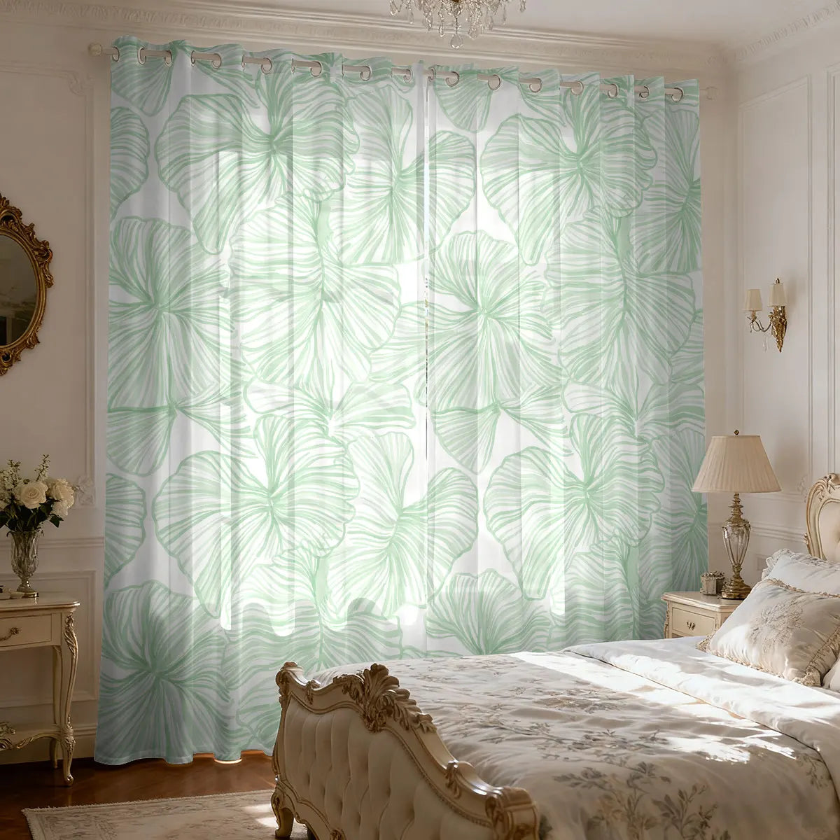 Blatt Pflanzen Print Vorhang 90g Isoliert Perforiert für Wohnzimmer Schlafzimmer 2 Stück/Set Kaufschwan®