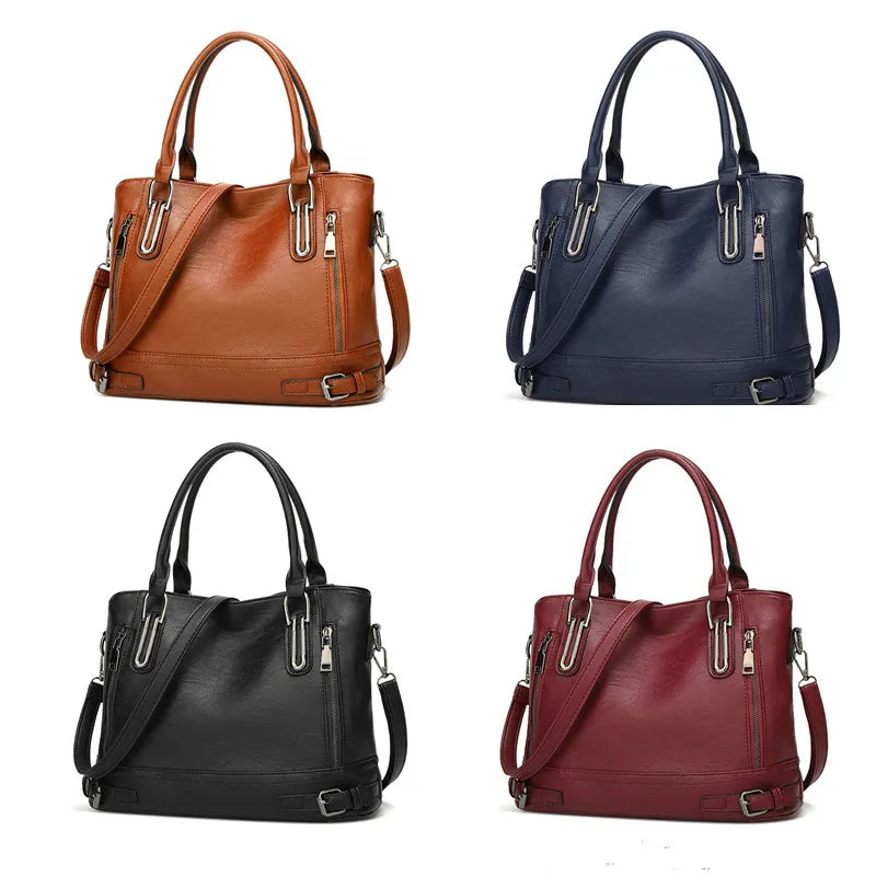 Retro Damen Handtasche – Motorrad Stil Tote Bag aus Weichem PU Leder | Große Casual Schulter- & Crossbody Tasche Kaufschwan®