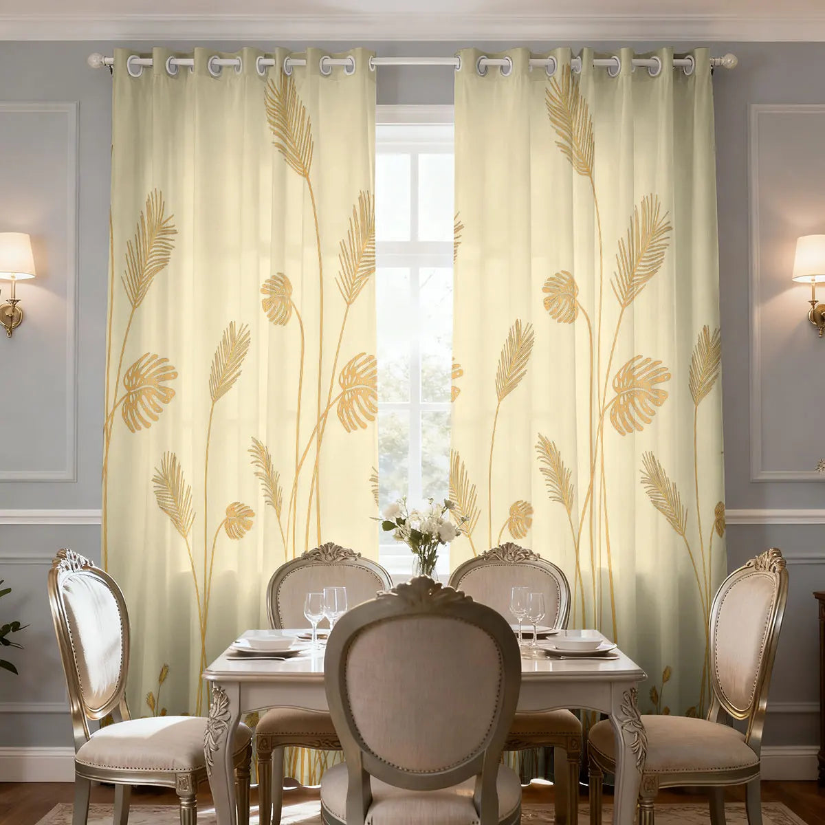 Schilf Pflanzen Print Wollvorhang Lichtblockierend Isoliert für Wohnzimmer Schlafzimmer 2 Stück/Set Kaufschwan®