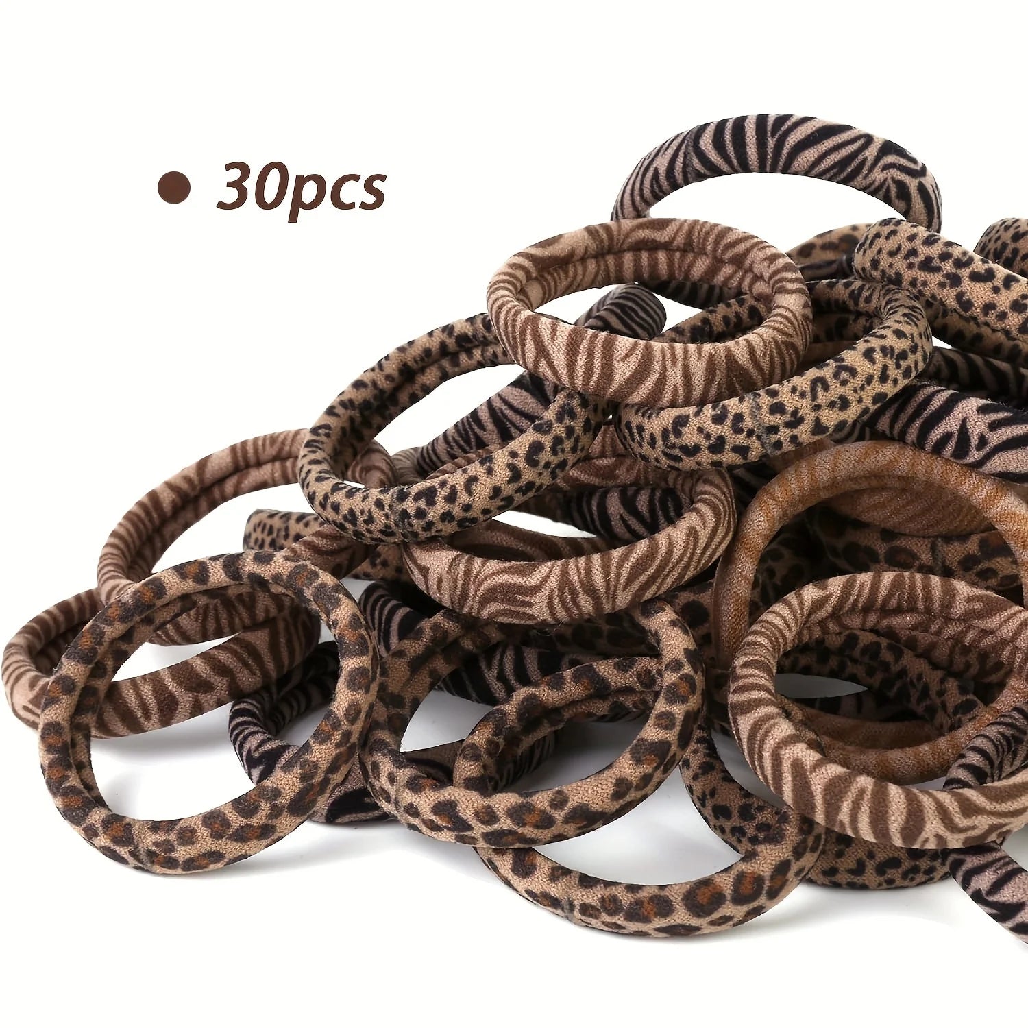 10/20/30/50 Stück Damen Mode Haargummis im Leopardenmuster | Weiche Elastische Pferdeschwanzhalter für Dickes Haar Kaufschwan® 30 Stück