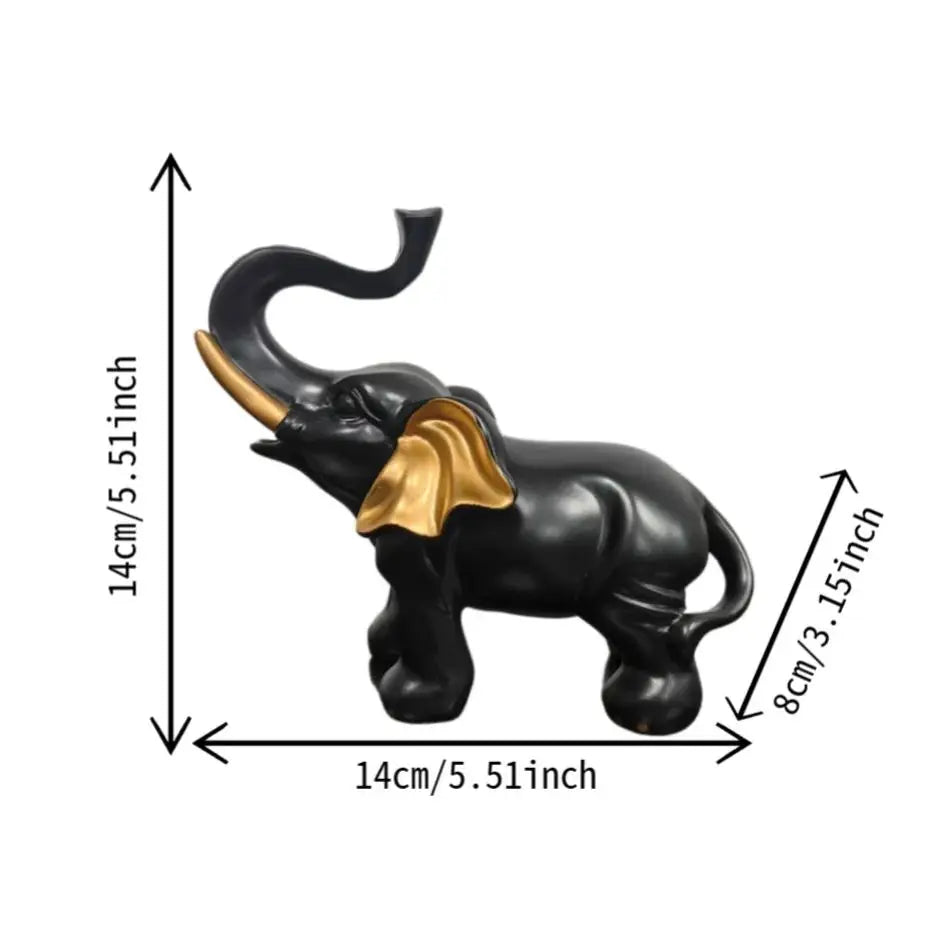 Schwarz-Gold Elefanten Statue – Luxuriöse Kunst-Dekoration für Wohnzimmer und Schreibtisch Kaufschwan®