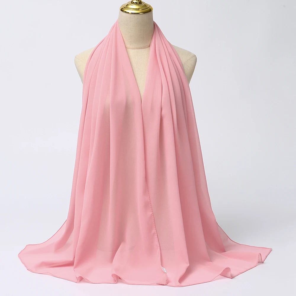 Muslimischer Chiffon Hijab Schal – Damen Langer Einfarbiger Kopf Schal | Eleganter Jersey Schleier & Modisches Umschlagtuch