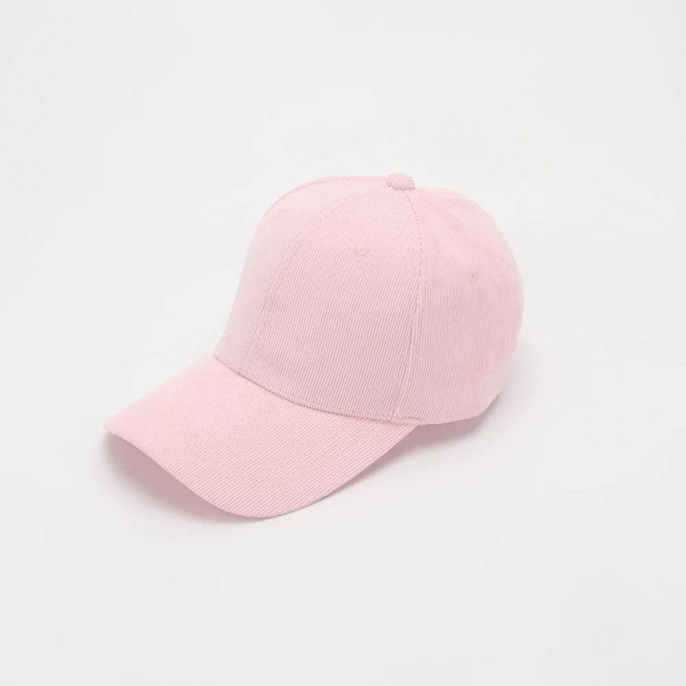 Corduroy Baseballkappe | Damen Retro Einfarbige Baseballcap | Herbst Winter Hüte für Herren & Damen | Unisex Freizeit Gebogener Schirm Kaufschwan® Rosa 56-58cm