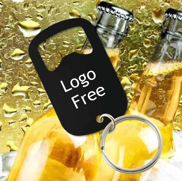 50 Stück Personalisierte Flaschenöffner-Schlüsselanhänger – Kostenlos graviert mit Logo | Edelstahl, Geschenk für Hochzeit, Geburtstag & Taufe Kaufschwan® Schwarz 70x38mm
