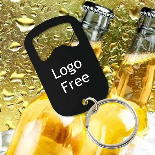 50 Stück Personalisierte Flaschenöffner-Schlüsselanhänger – Kostenlos graviert mit Logo | Edelstahl, Geschenk für Hochzeit, Geburtstag & Taufe Kaufschwan® Schwarz 70x38mm