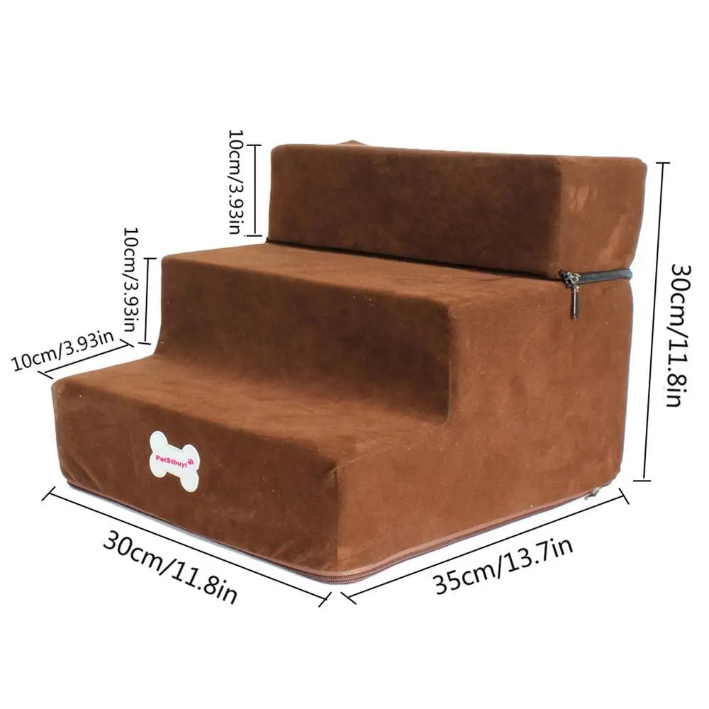 3-Stufen Hundetreppe 30cm – Rutschfeste Abnehmbare Haustiertreppe für Kleine Hunde & Katzen Kaufschwan® Hellbraun