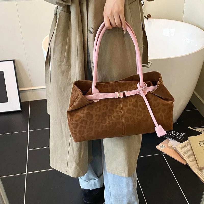 Leopard PU Leder Schultertasche für Damen – Luxus Designer Trend Tote | Handtasche mit Kurzem Griff & Damen Geldbörse Kaufschwan®