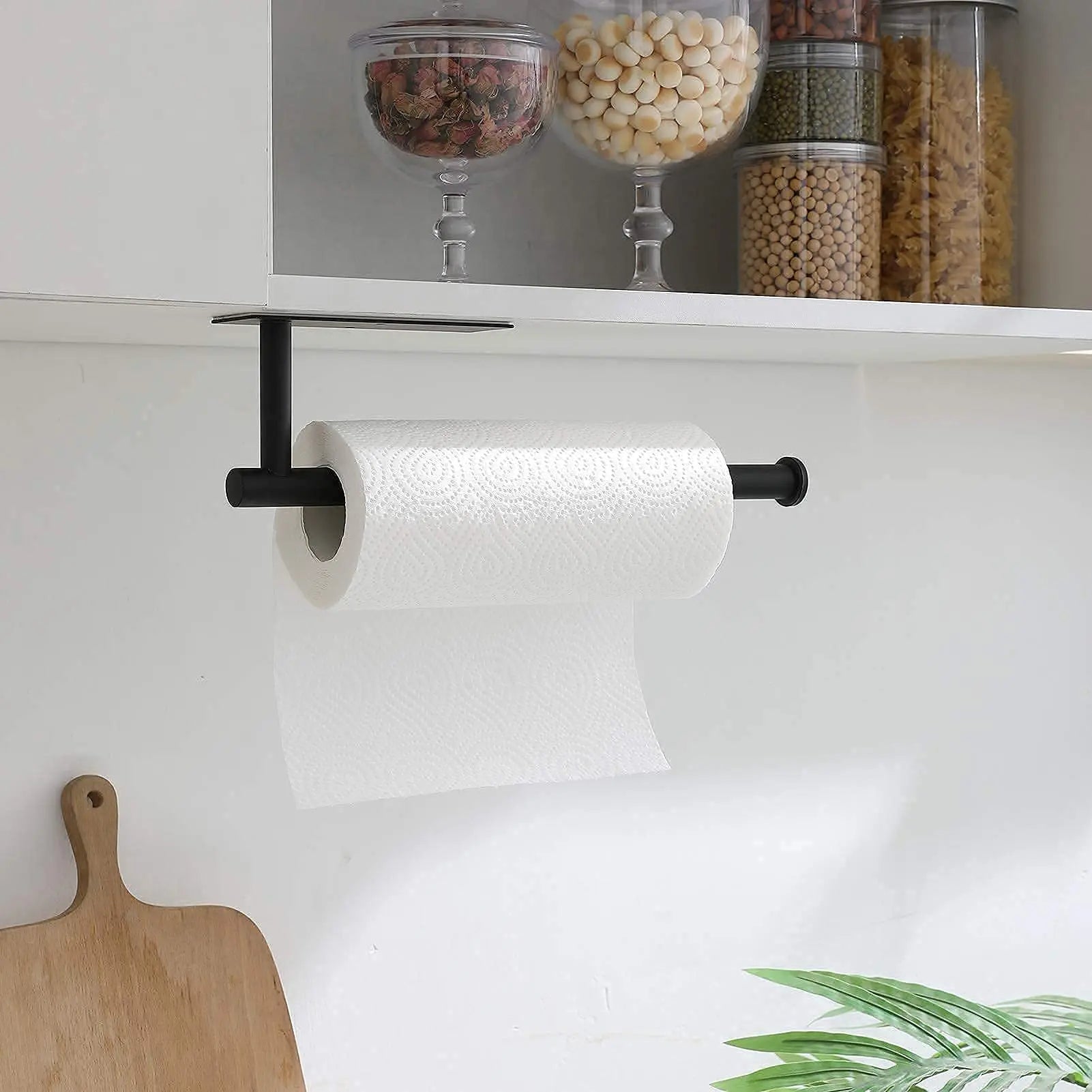 Schwarzer Selbstklebender Küchenrollenhalter – Wandmontage für Küche & Bad Aufbewahrung Kaufschwan®