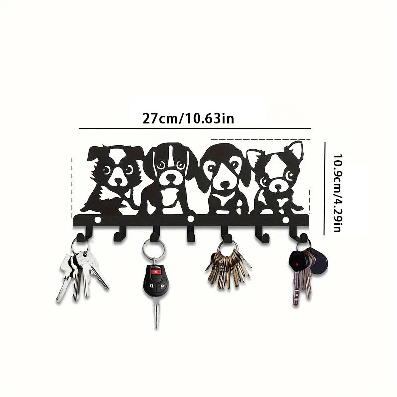 Eleganter Wandhaken im Hunde-Design – Künstlerische Wanddeko aus Metall | Einfach zu Montieren für Jacken, Hüte, Handtücher & Schlüssel Kaufschwan® Schwarz