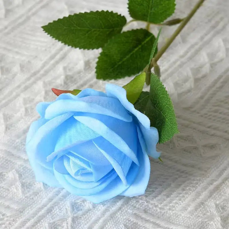 1/5/10/20 Stück Künstliche Rosen – Realistische Seidenrosen füar Hochzeit & Wohndekoration | Eleganter Rosenstrauß aus Kunstblumen Kaufschwan® Flannel Blau 1 Stück