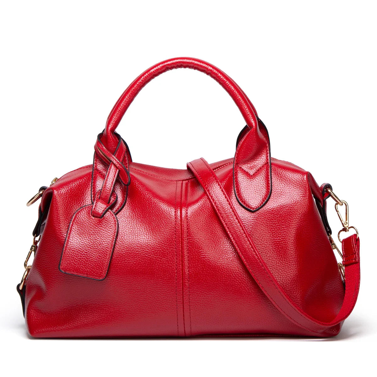 Elegante Damenhandtasche aus Oil-Wax Kunstleder mit Großem Fassungsvermögen – Boston Schulter- & Crossbody Tasche mit Reißverschluss Kaufschwan® Rot