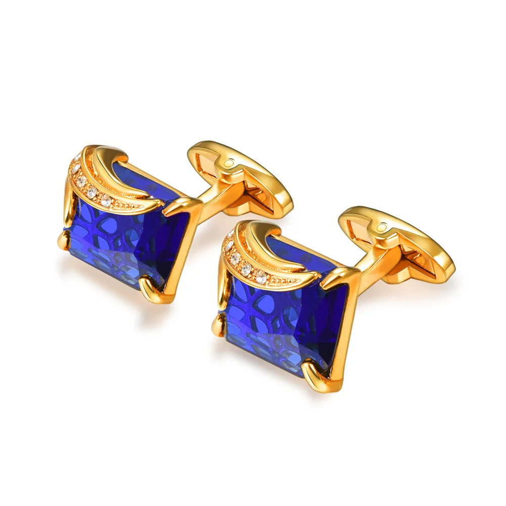 Rechteckige Herren Manschettenknöpfe mit Kristallstein – Rot, Blau & Schwarz | 14×19mm Österreichischer Kristall Luxus Schmuck Geschenk Kaufschwan®
