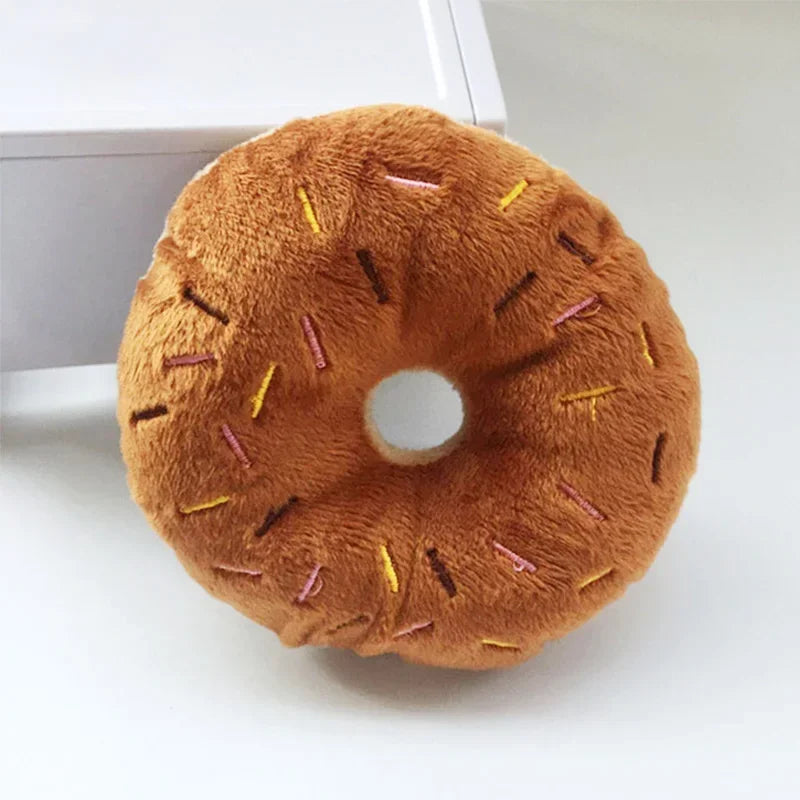 Plüsch Donut Hundespielzeug – Weiches Quietschendes Kauspielzeug für Hunde Kaufschwan® Braun