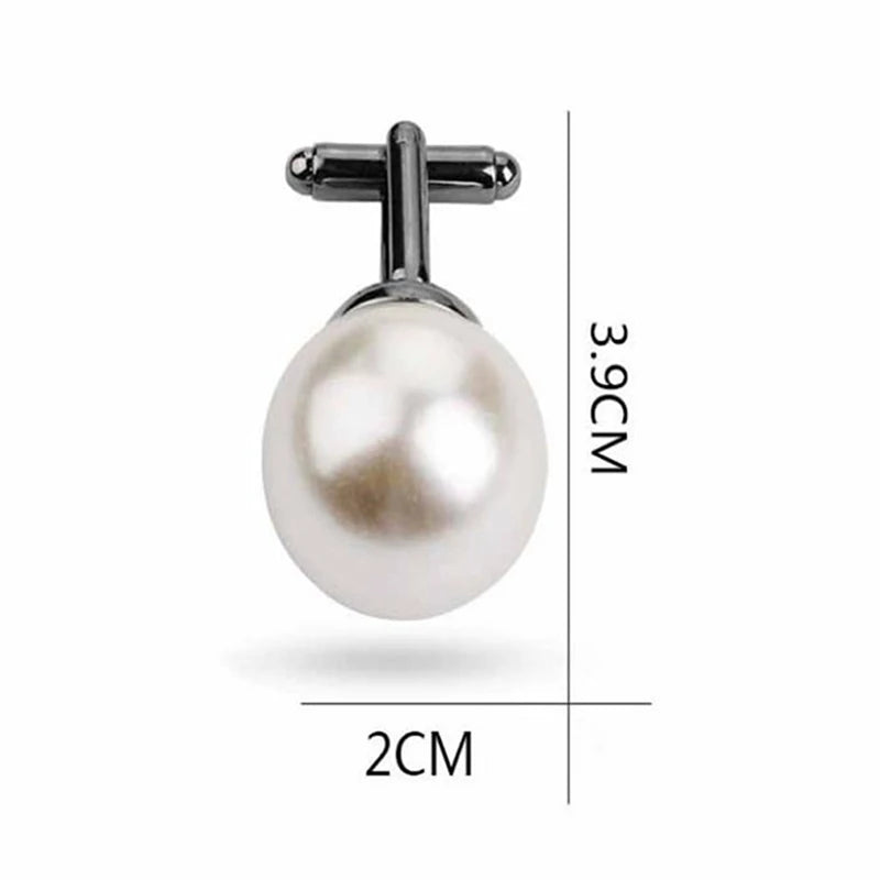 Runde Imitationsperlen Manschettenknöpfe – Elegante Perlen Manschetten für Damen & Herren | Hochzeit, Business & Anlass Accessoires Geschenk Kaufschwan®