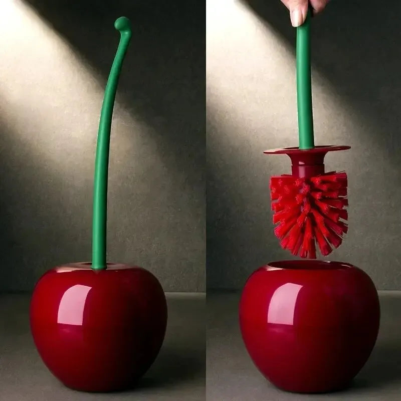 Kreatives Kirsch-Toilettenbürstenset – Rotes WC-Bürstenset mit Halter für Badezimmerdekor Kaufschwan® Weinrot
