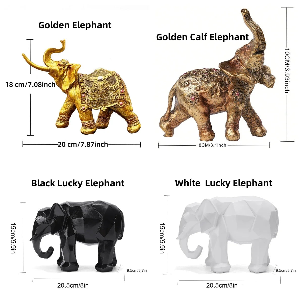 Elefanten Resin Dekoration – Handgefertigte 3D Skulptur als Hochzeitsgeschenk und Wohnaccessoire für Regal und Wohnzimmer Kaufschwan®