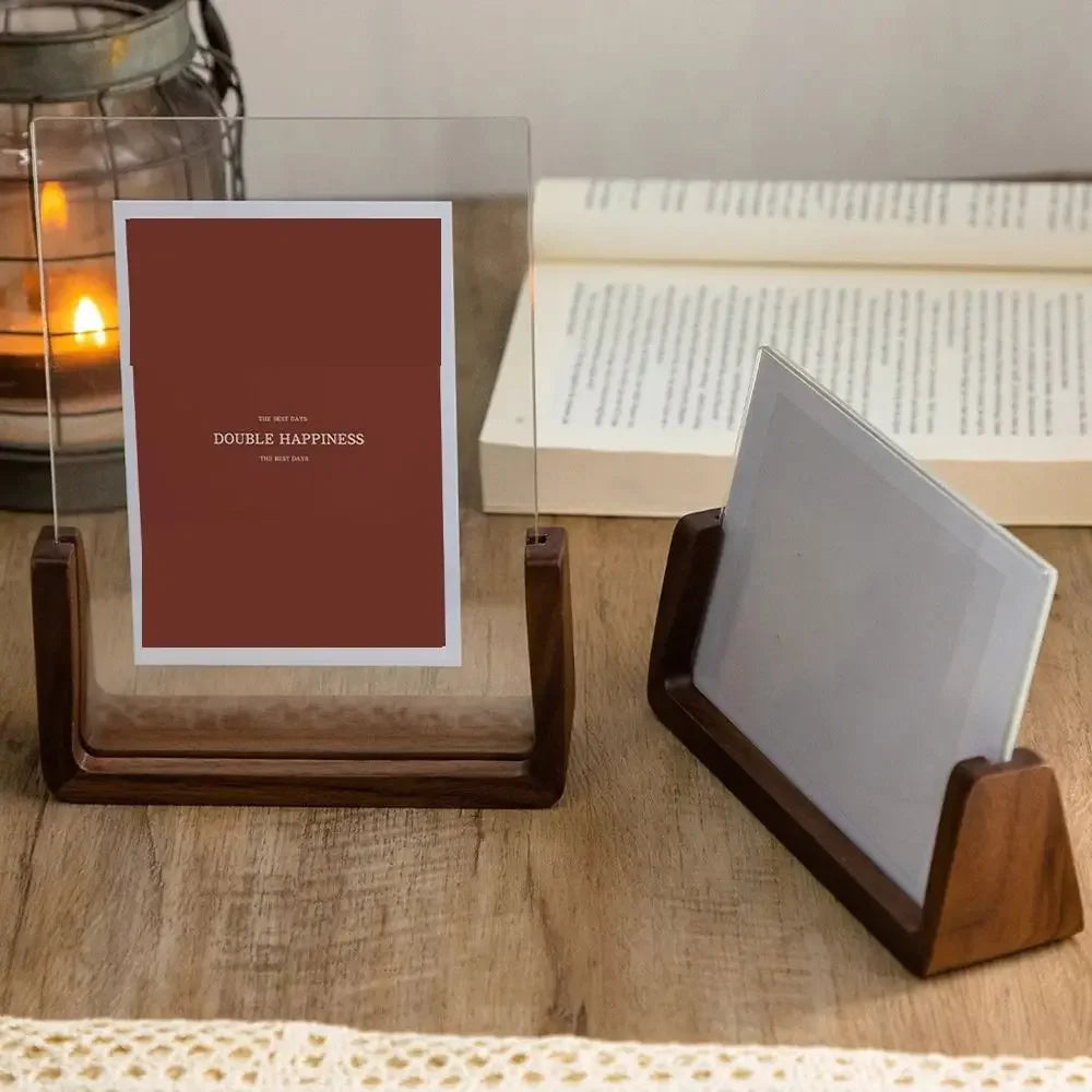 Walnuss / Buche Kreativer Acryl U Form Bilderrahmen – Transparenter Holz Desktop Fotorahmen Kaufschwan®