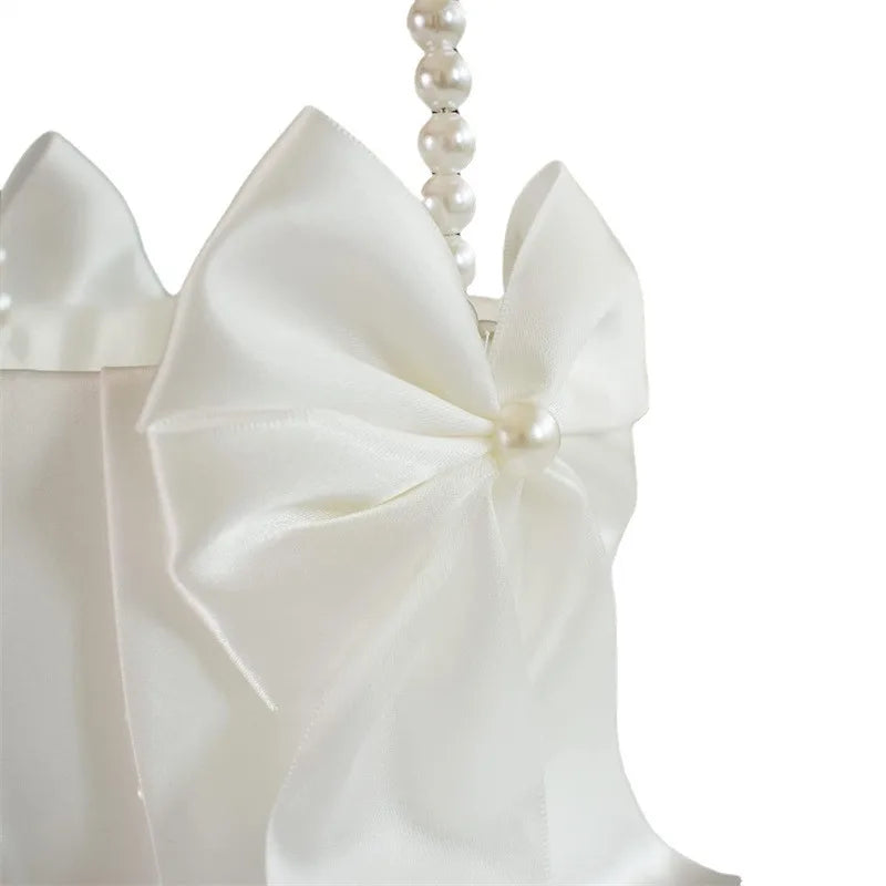 Satin Perlen Blumenkorb – Eleganter Hochzeitskorb für Blumenmädchen und Ringe Kaufschwan®
