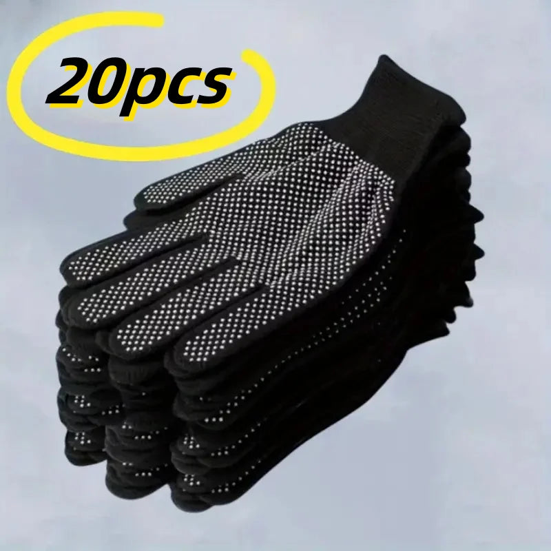 Nylon Handschuhe Anti Rutsch Atmungsaktiv Multifunktion für Garten Arbeit Outdoor 20 Stück/Set Kaufschwan® Schwarz 20 Stück