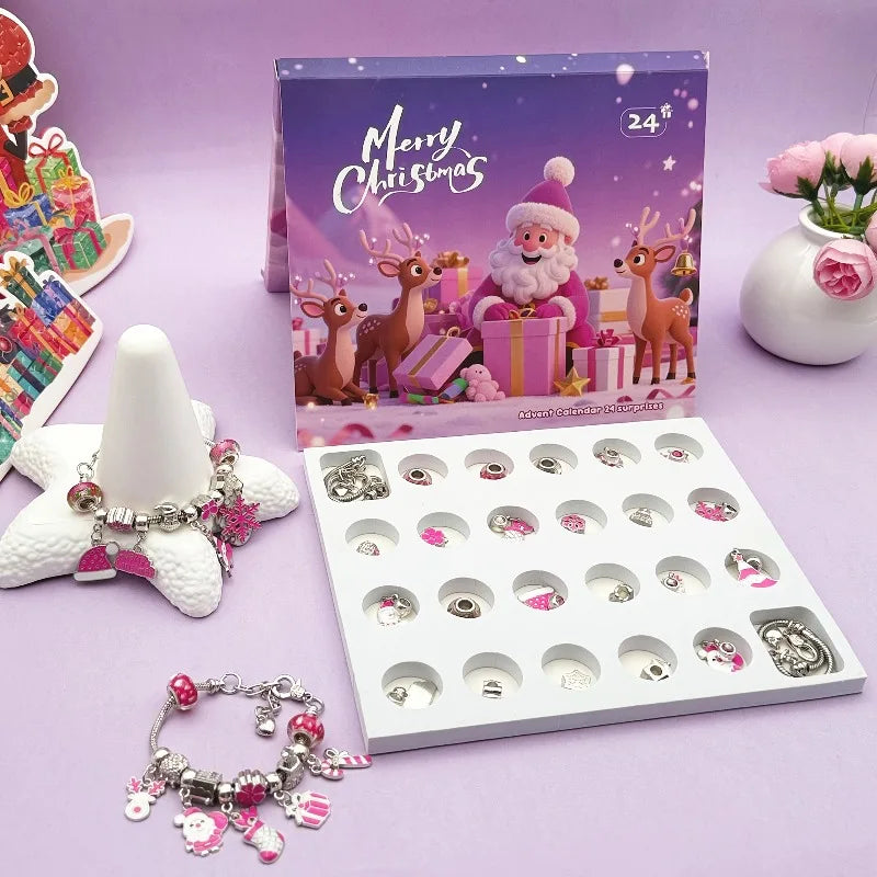 Schmuck-Adventskalender – 24-Tage-Weihnachtskalender mit Überraschungen & Bastelset für Selbstgemachte Armbänder