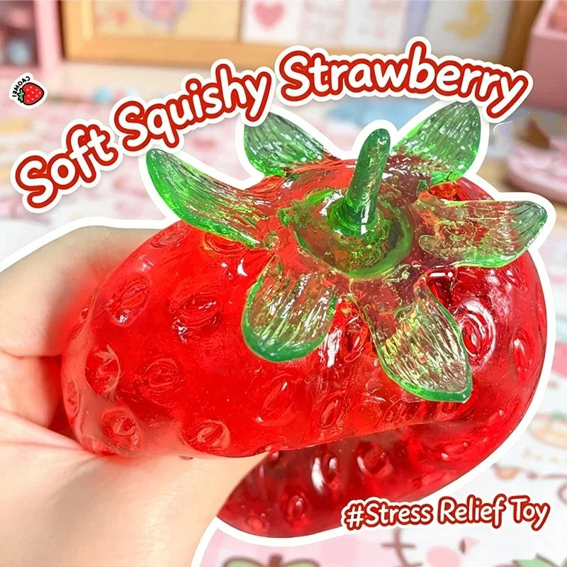 Erdbeer-Squishy – Weiches Formbares Knautsch- & Fidget-Spielzeug ohne Rückfederung für ASMR, Sensorik & Stressabbau