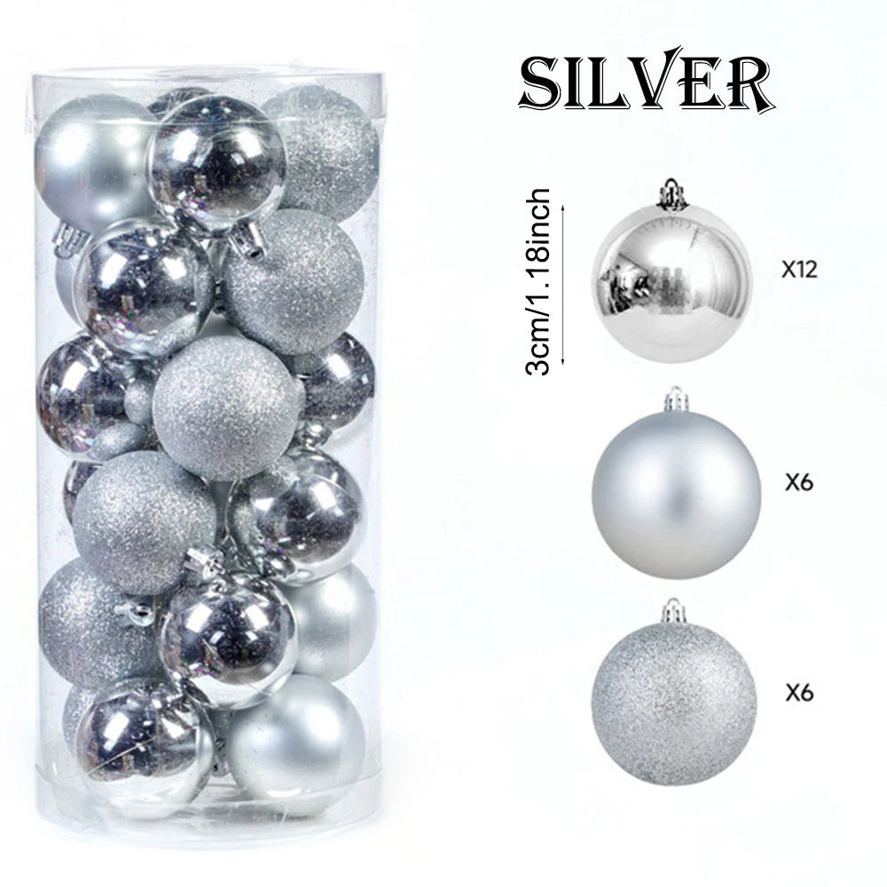Glitzer Weihnachtskugeln – Bruchsichere Christbaum Anhänger | Festliche Deko für Weihnachten, Hochzeit & Feierlichkeiten Kaufschwan® Silber 24er Set