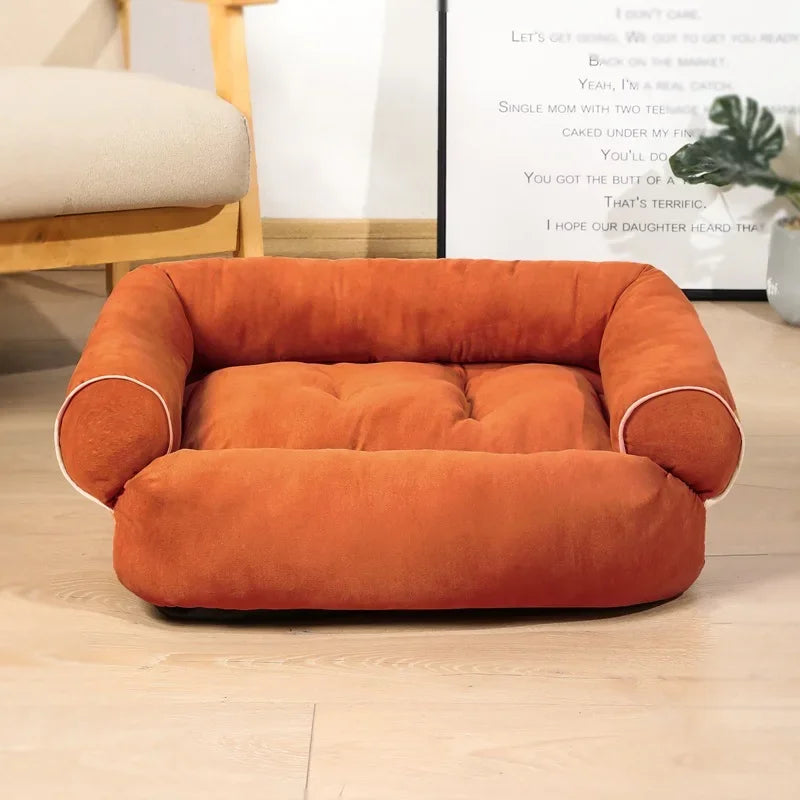 Super Weiches Hundebett Sofa – Dickes Warmes Rechteckiges Haustierbett Kaufschwan® Orange S