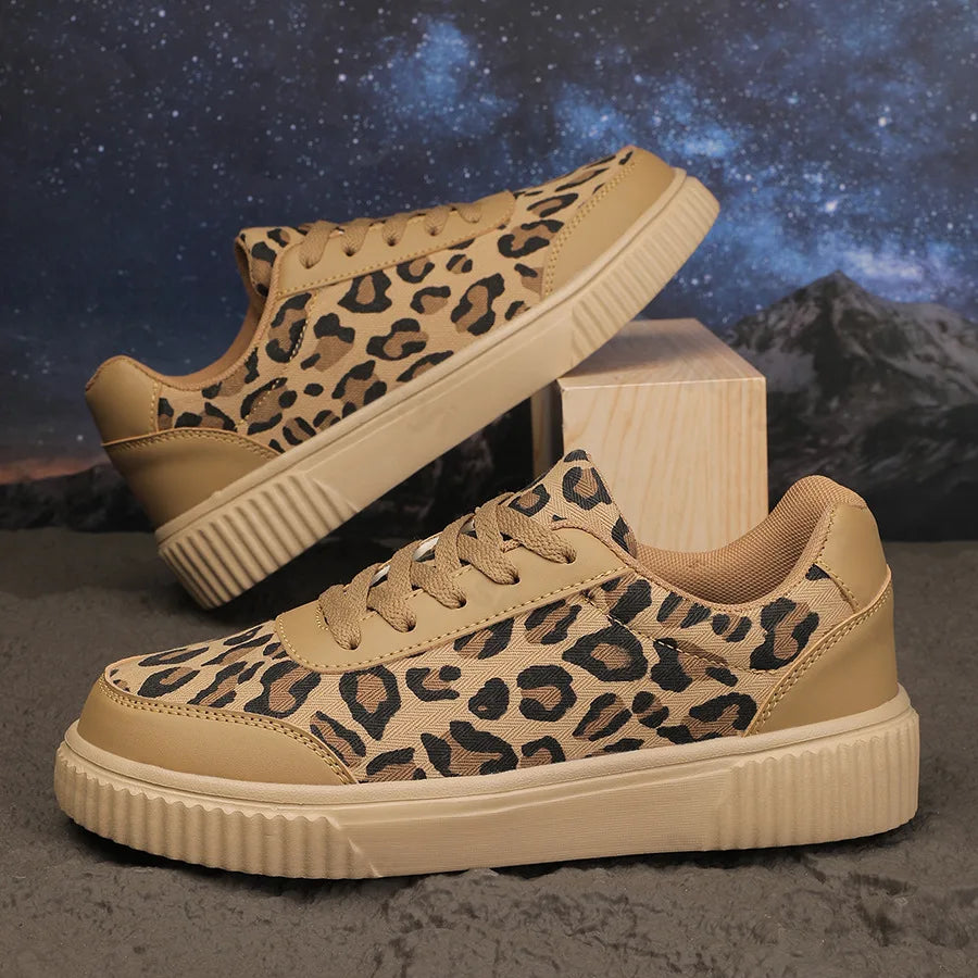 Damen Sneaker mit Leopardenmuster – Retro Chunky Casual Schuhe | Bequemes Flach-Design & Vielseitige Mode