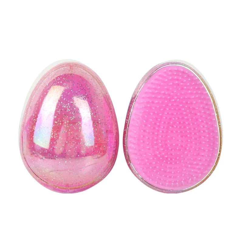 Kleiner Tragbarer Ei-Kamm – Sternenhimmel Design | Antiverknotungs-Haarbürste für Kinder, Reisen & Edge-Styling Kaufschwan® Rosa