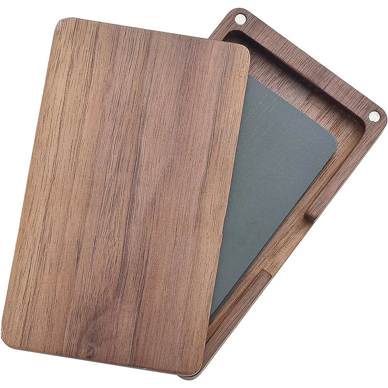 Holz Visitenkartenetui – Tragbarer Kartenhalter aus Walnussholz mit Magnetverschluss | ID & Namenskartenhülle für Damen & Herren Büro Kaufschwan®
