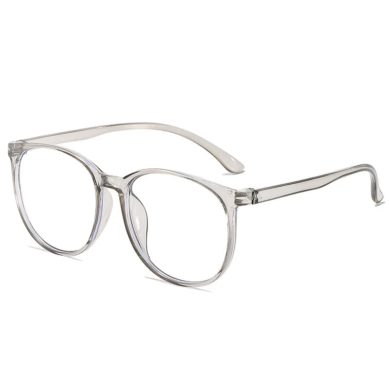 Transparente Große Damenbrille – Runde Anti-Blau-Licht Computerbrille | Flache Optische Gläser für Augenschutz & Alltag Kaufschwan®