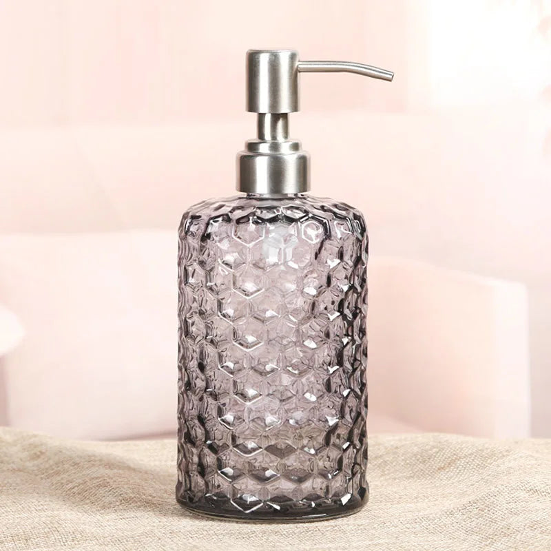Transparenter Flüssigseifenspender – Verdickte Glasflasche mit Edelstahlpumpe, 500ml Badezimmer-Seifenspender Kaufschwan® Dunkelgrau