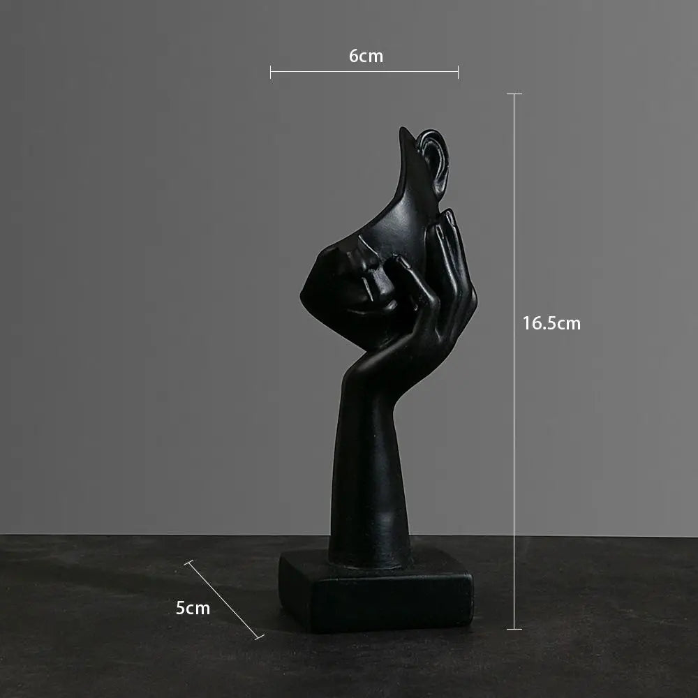Abstrakte Resin Gesichtsstatue – Nordische Desktop Skulptur im Light-Luxury-Stil für Büro und Zuhause Kaufschwan® Schwarz-B
