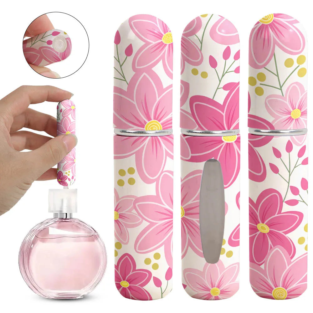 5ml Nachfüllbare Parfümflaschen – Blumenmuster Mini Reise Zerstäuber | Tragbarer Taschen-Parfümspender für Damen Kaufschwan® Design 2