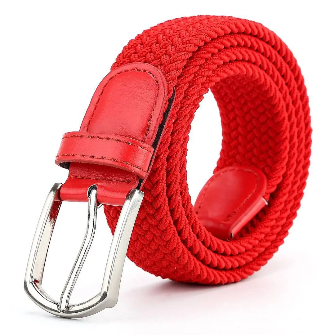 Herren Elastik Gürtel – Geflochtener Stretch Gürtel | Bequemer Freizeit & Golf Gürtel für Jeans & Hosen Kaufschwan® Rot 110cm