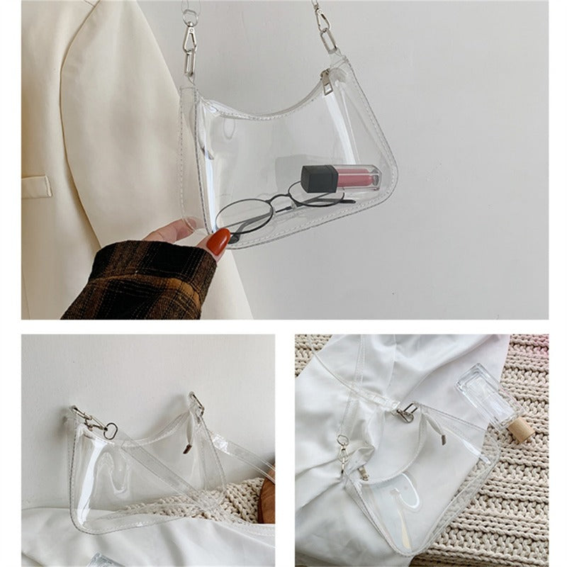 Transparente Jelly Umhängetasche – Kleine Zipper Tasche & Modische Handtasche für Damen Kaufschwan®