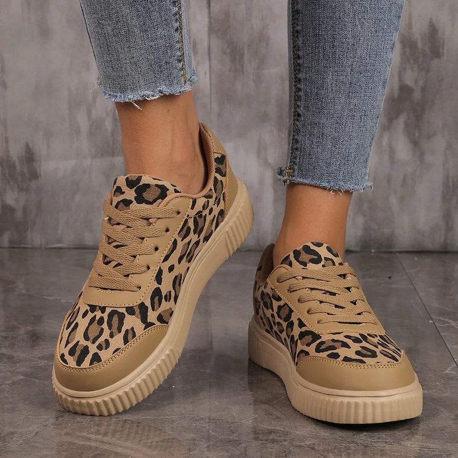Damen Sneaker mit Leopardenmuster – Retro Chunky Casual Schuhe | Bequemes Flach-Design & Vielseitige Mode Kaufschwan®