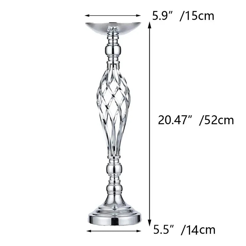 Goldfarbener Eisen Kerzenhalter – Gedrehter Tisch Kerzenständer im Vasenstil für Zuhause, Hochzeit & Blumendekoration Kaufschwan® Silber M 2 Stück