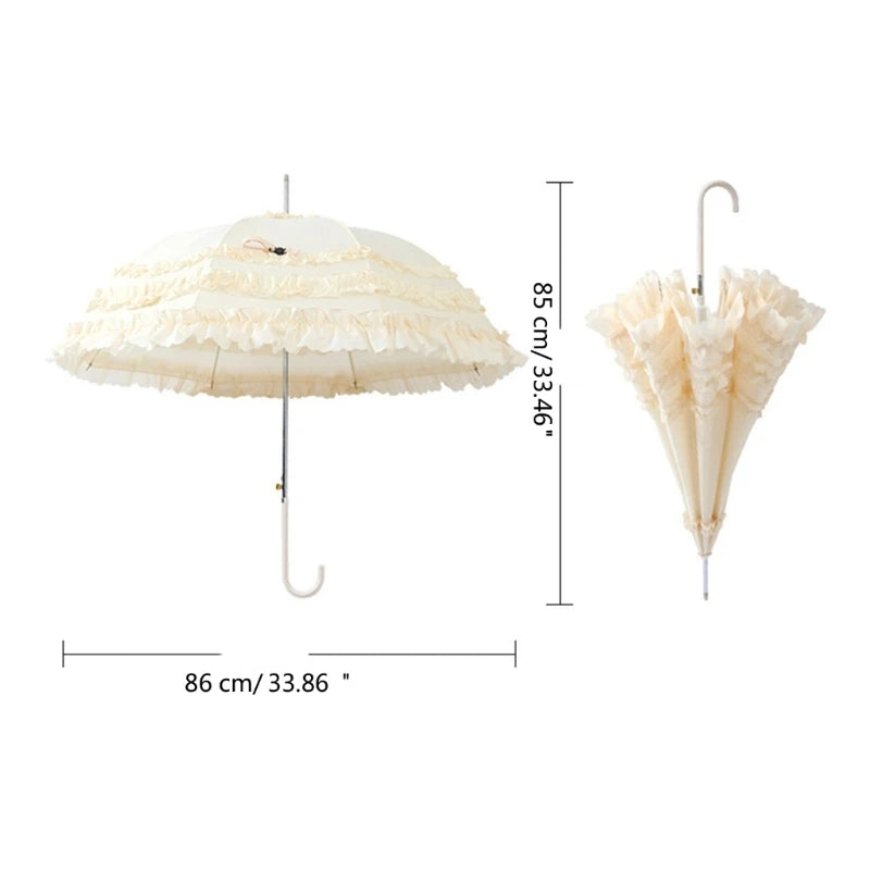 Leichter Sommer & Regen Spitzen Schirm – Sommer Lolita Spitzen-Parasol – Femininer Damen Sonnenschirm, Niedlicher Haushalts-Schirm für Sonne & Stil Kaufschwan®