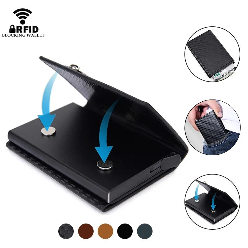 RFID Kartenhalter Herren Metall Slim – Anti-Diebstahl Wallet mit Magnetverschluss & Münzfach Kaufschwan®