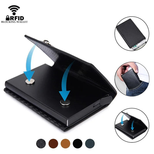 RFID Kartenhalter Herren Metall Slim – Anti-Diebstahl Wallet mit Magnetverschluss & Münzfach Kaufschwan®