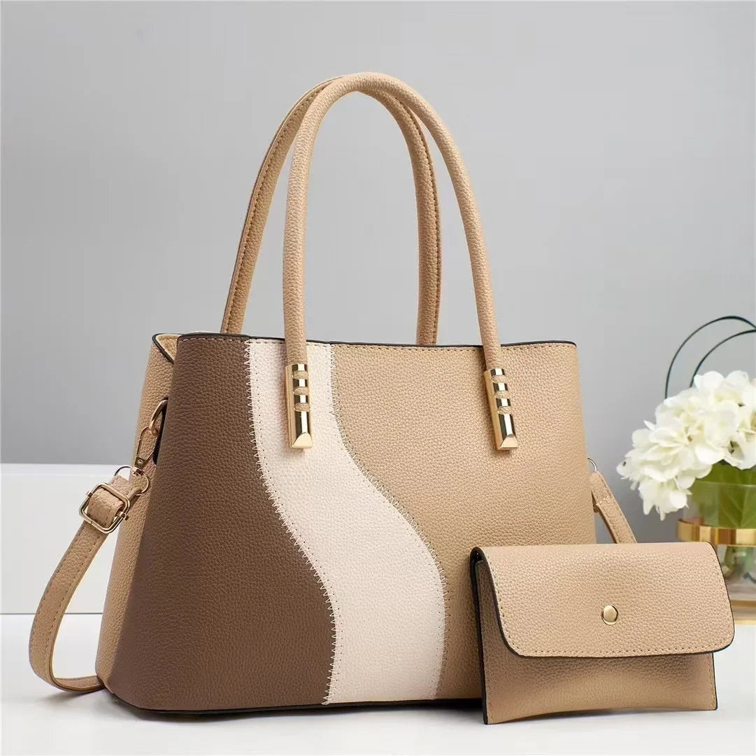 Große Modische Damenhandtasche im Farbblock Design – Sommer Schulter- & Crossbody Tasche mit Weichem Polyesterfutter Kaufschwan®