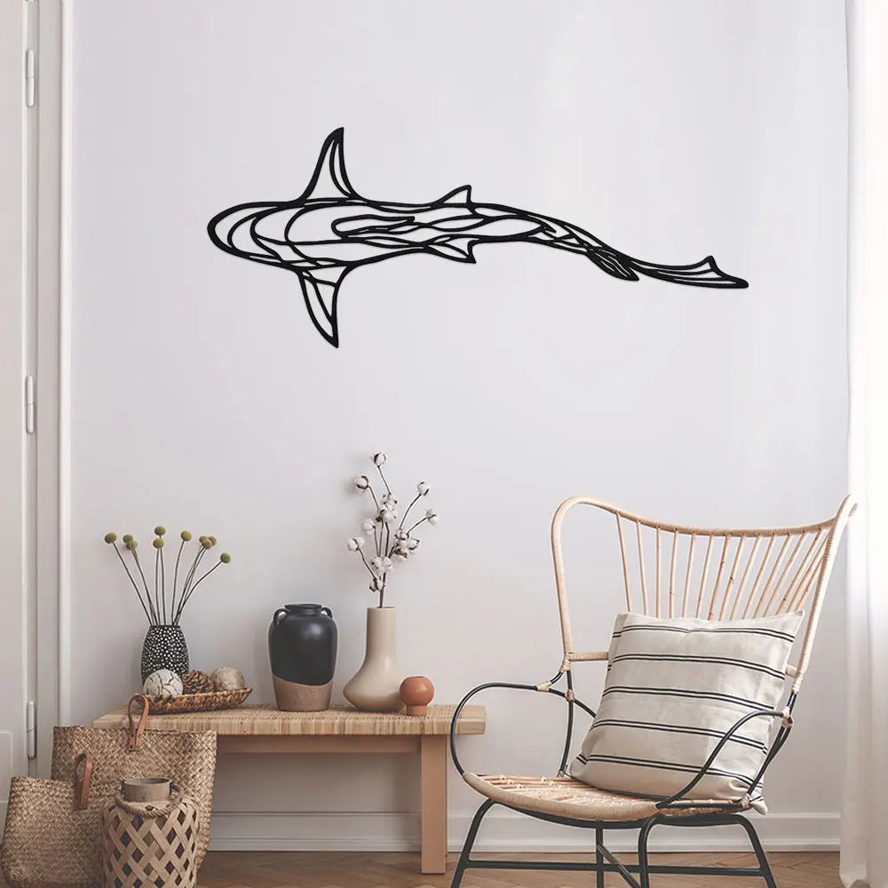 Metall Hai Wanddekoration – Minimalistische Hai Linienkunst Kaufschwan®