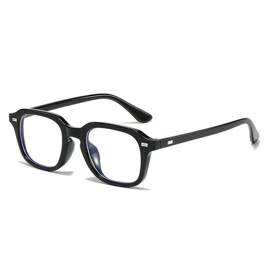 Quadratische Anti-Blau-Licht Brille – Unisex Transparentes Gestell für Damen & Herren | Modische Computerbrille mit Nieten-Design Kaufschwan® Schwarz