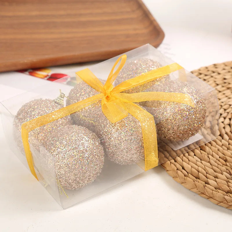6–30 Stück Champagner Gold Glitzer Weihnachtskugeln – 6CM Christbaumkugeln | Festliche Deko für Weihnachten & Neujahr Kaufschwan®
