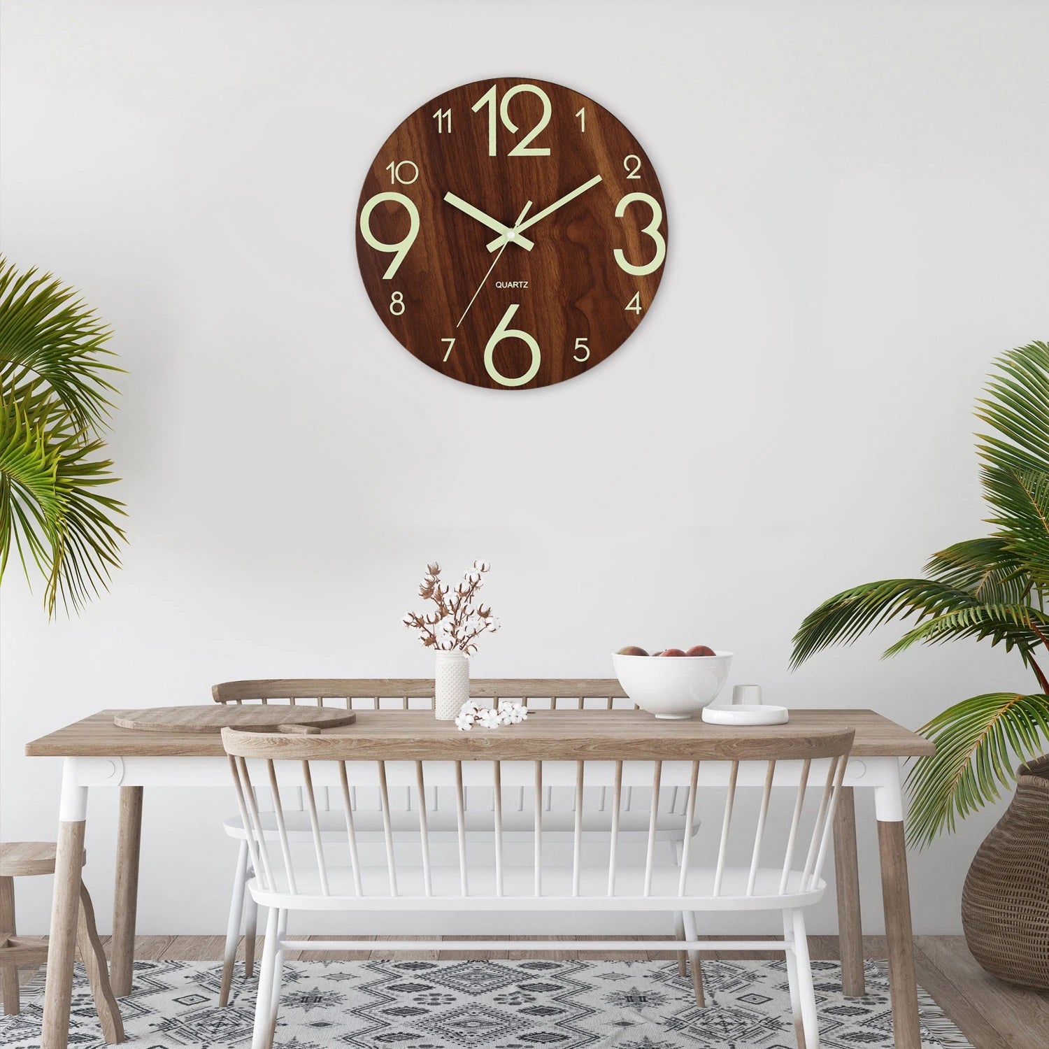 12 Zoll Leuchtende Holz Wanduhr – Leise Nordische Nachtlicht Uhr Kaufschwan®