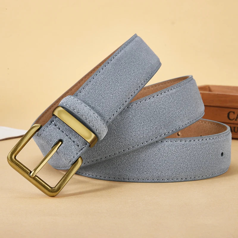 Luxus Wildledergürtel aus Rindsleder für Damen – Vintage Stil mit Goldschnalle | 3,5 cm Breiter Taillengürtel für Kleider & Jeans Kaufschwan®