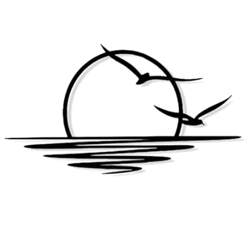 Sonnenaufgang Metall Wandbild – Sonne und Möwen Minimalistisches Linien Design 30x16 cm Kaufschwan®