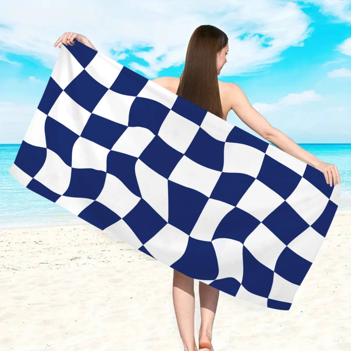 Modisches Kariertes Strandtuch – Schnell Trocknend & Saugfähig | Großes Mikrofaser Handtuch in Mehreren Farben für Strand & Reisen Kaufschwan®